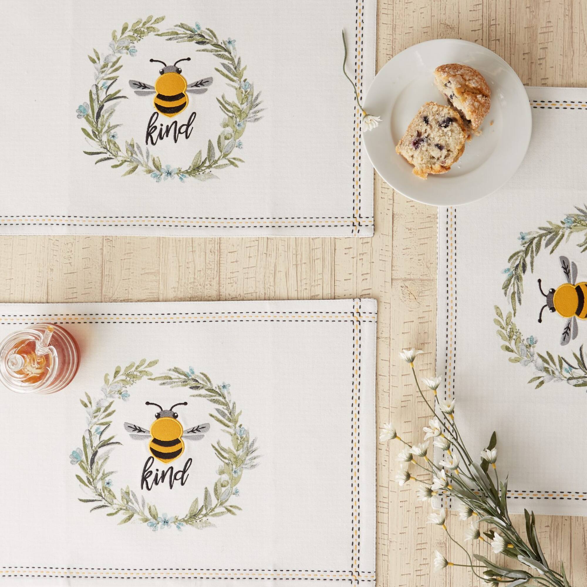 DII® Bee Kind Reversible Embellished Placemats, 6ct.